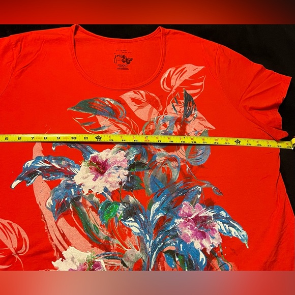 EUC JMS Vibrant Red Floral Women's Top 4XL - Picture 4 of 6